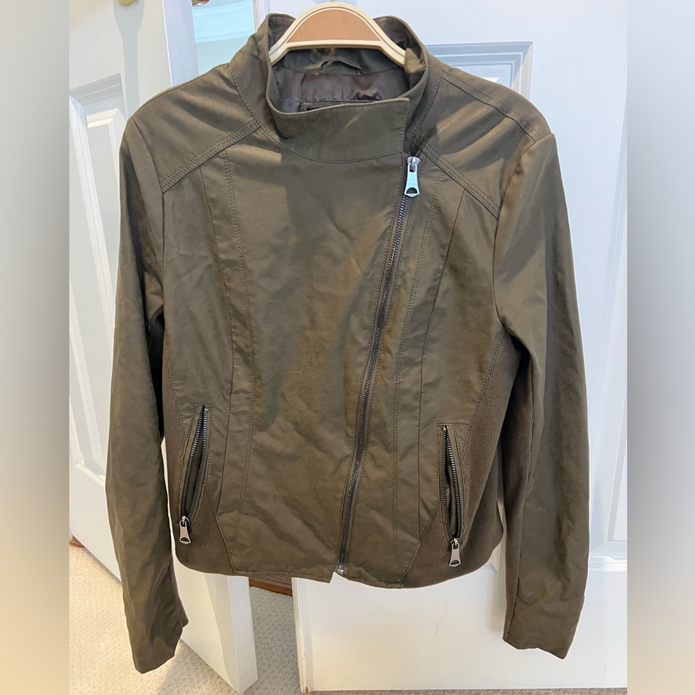 Marc NY Andrew Marc women’s olive greenish brown lightweight moto jacket